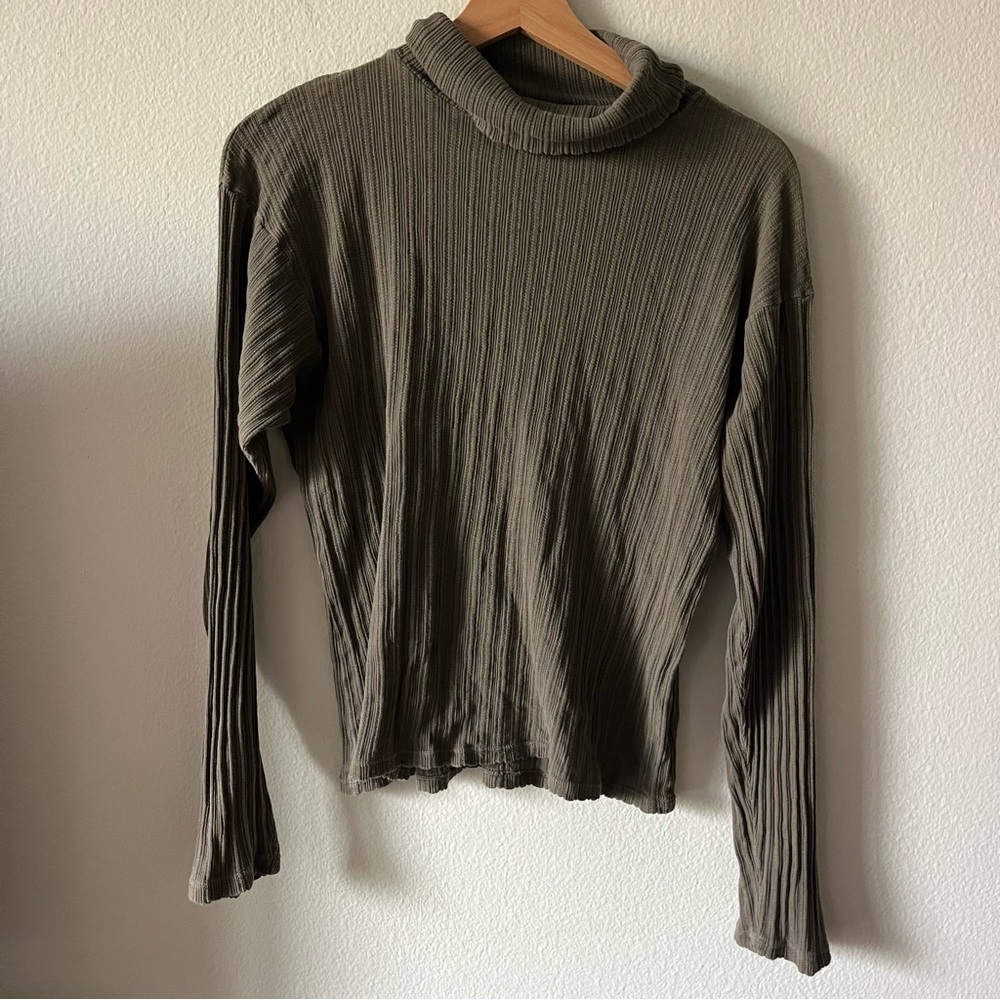 Rudy Jude Pointelle Turtleneck in Moss